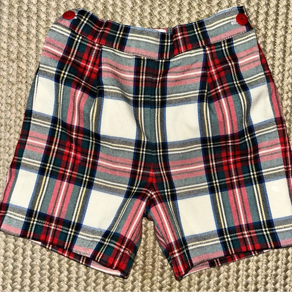 Plaid Kids Shorts - Red, White, and Blue